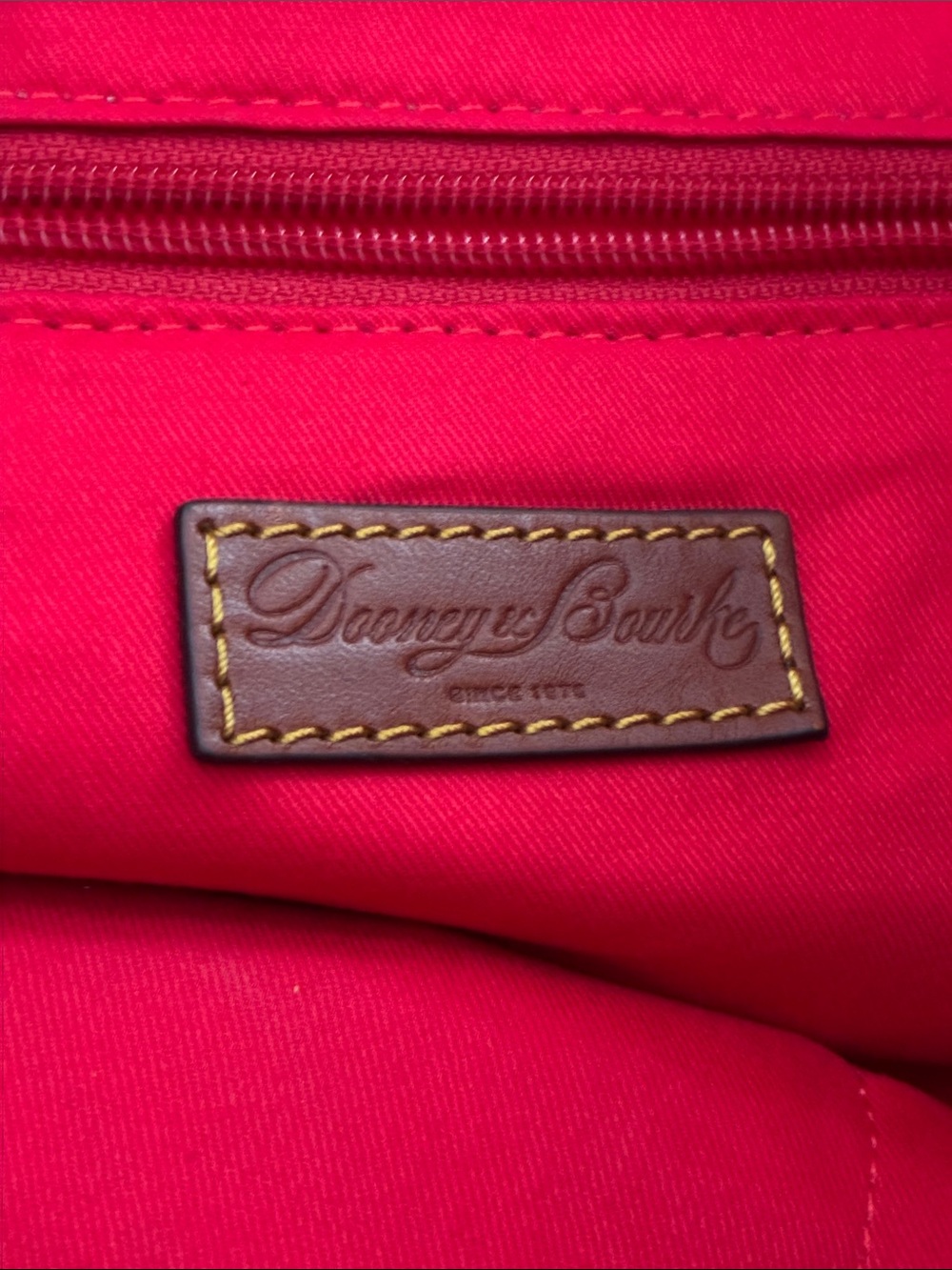 Dooney & Bourke Red Canvas Tote with Braided Brown Leather Straps - Picture 7 of 12